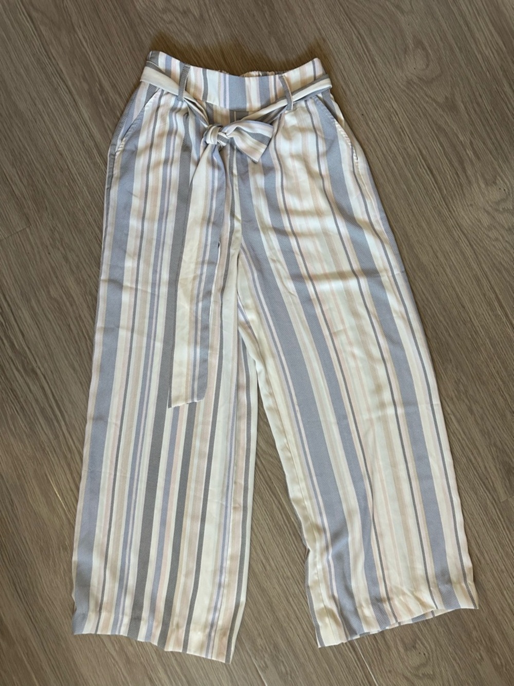 Striped Wide-Leg Tie Waist Trouser Pants